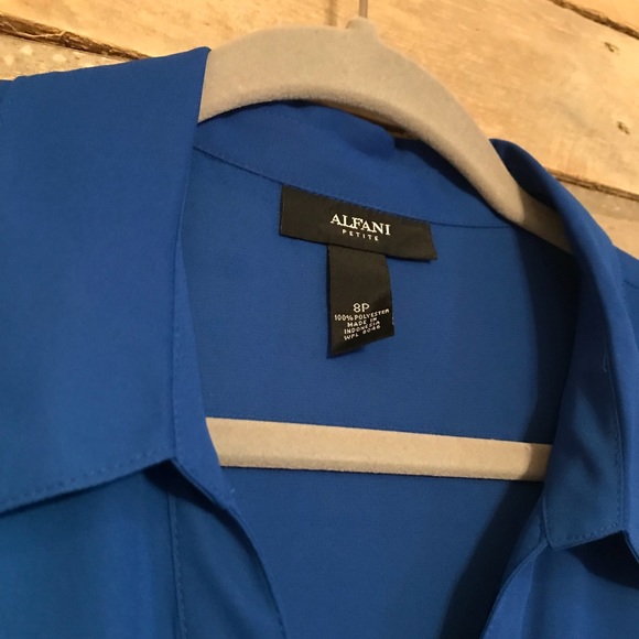 Alfani sheer blue sleeveless button down blouse - Picture 4 of 5